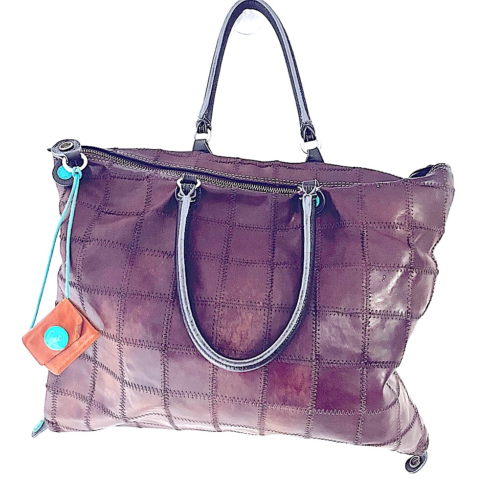 Gabs Gabrielli  Italian Leather Tote Patchwork Leather Zip Top Bag